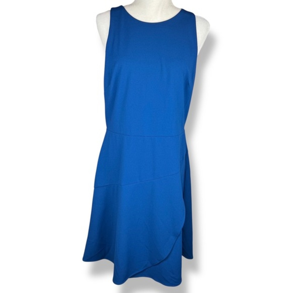 Betsey Johnson Dress‎ Size 14 Cobalt Blue Sleeveless Ruffle Cocktail Minimalist